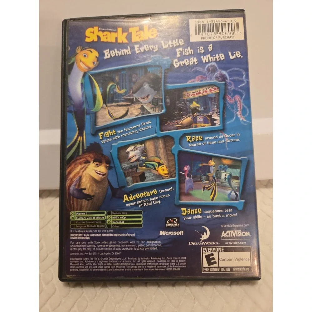 Shark‎ Tale Tail Dreamworks Xbox Tested Game and Case